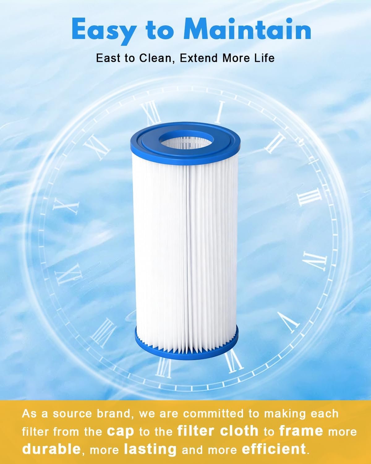 Pool Filter Cartridge for Type A or C, Compatible with Above Ground Pools 29000E/59900E, Type A/C Reusable Pool Filter for 1000/1500/530 GPH Filter Pump, Pack